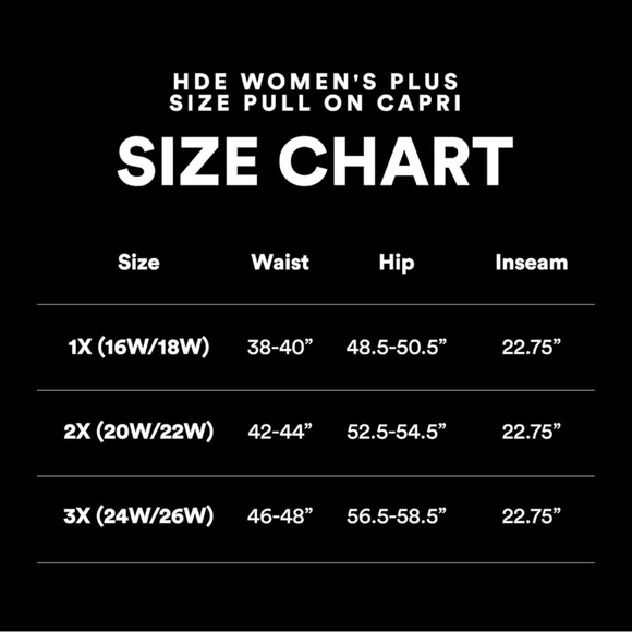 HDE Plus Size Pull On Capris - 2X - Black - Picture 2 of 2